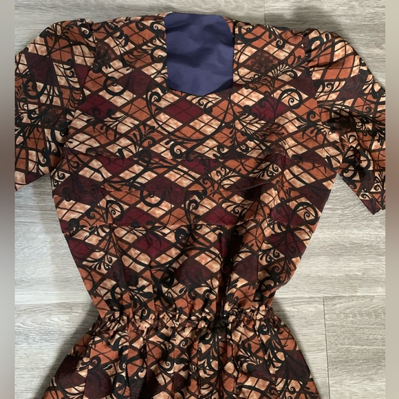 Brown Patterned Handmade Dress - Picture 2 of 6